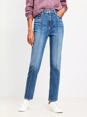 {LOFT} "The Slim" Blue High Rise Pintucked Straight Jeans WJ512